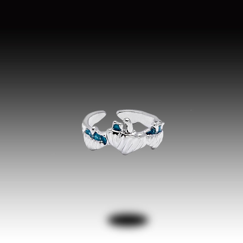 Irregular-textured blue drip glaze open ring for women's ins, a niche, light luxury, trendy and high-end personalized ring full figure