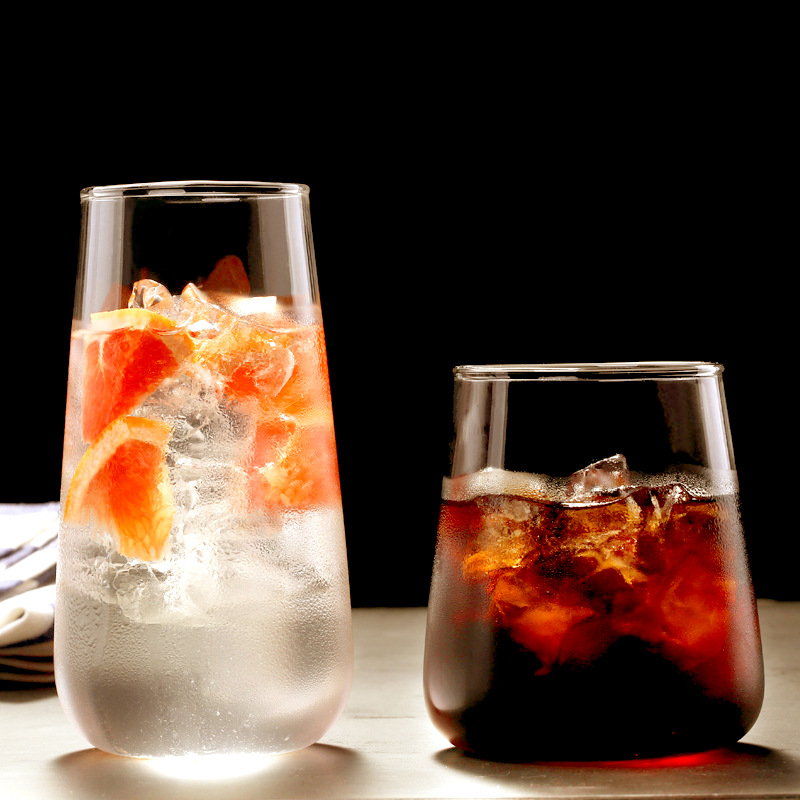 Transparent glass cups, popular Instagram juice cups, milk tea cups, beverage cups, household milk cups, water drop cups, breakfast cups full figure