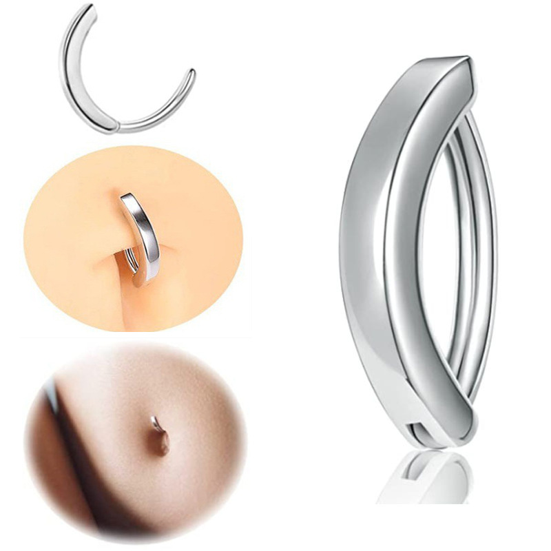New cross-border stainless steel smooth navel stud, unisplendour simple navel ring, European and American ins piercing accessory full figure