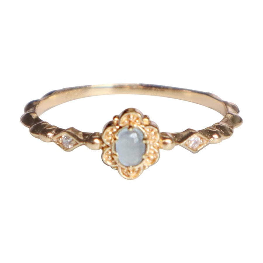 Blue sky Daisy Japanese-style smiling face flower edge aquamarine ring, a girl's fresh, light luxury, versatile and high-end ring trend Item Picture