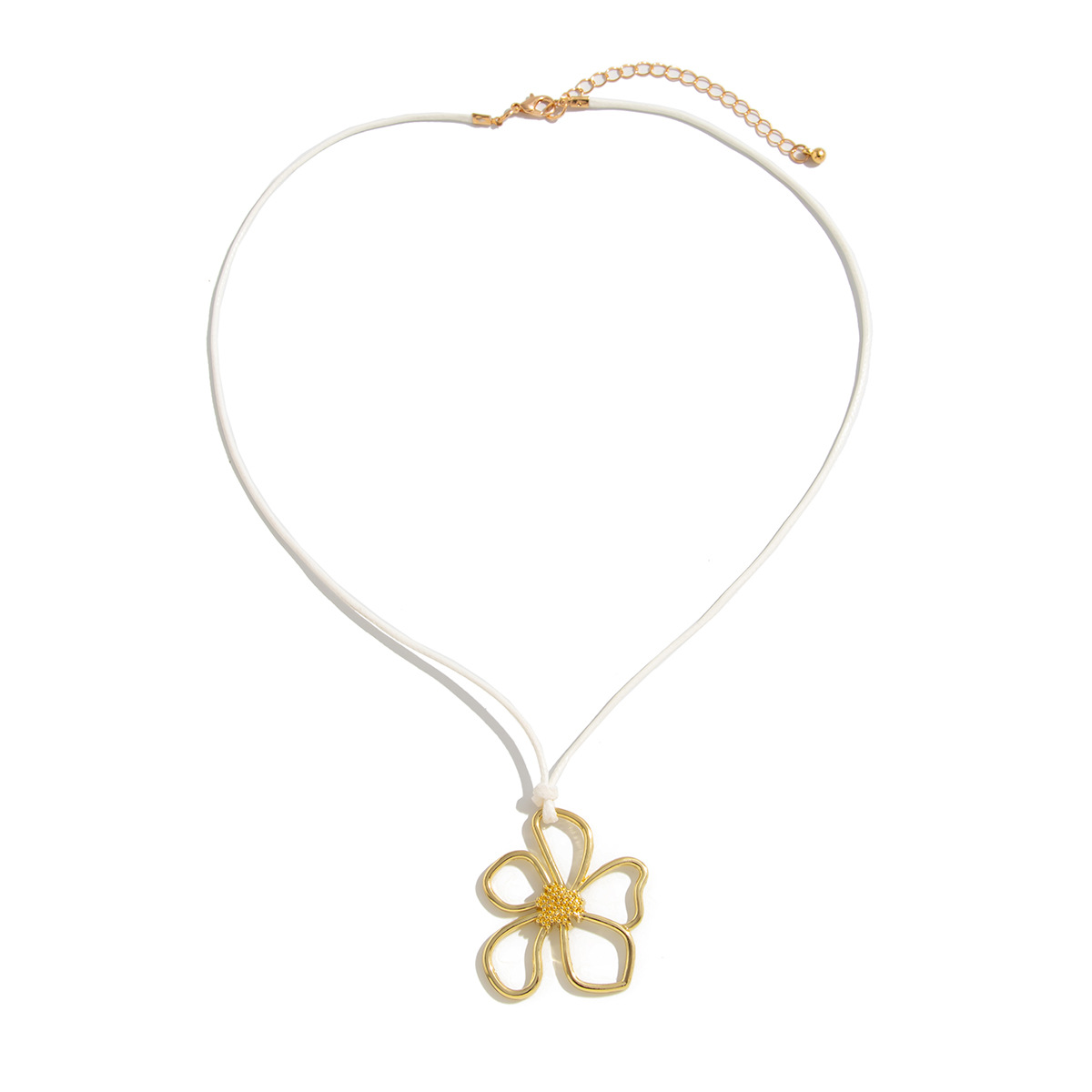 European and American cross-border jewelry, unique and niche flower pendant necklace, sweet and feminine style, large alloy flower choker with hollowed-out design Item Picture