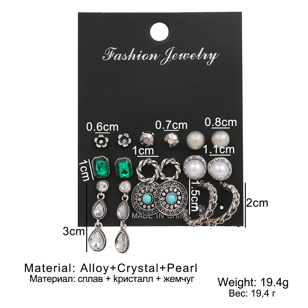 Cross-border artistic retro irregular tassel earrings set, European and American retro style heart-shaped tassel card earrings wholesale Item Picture