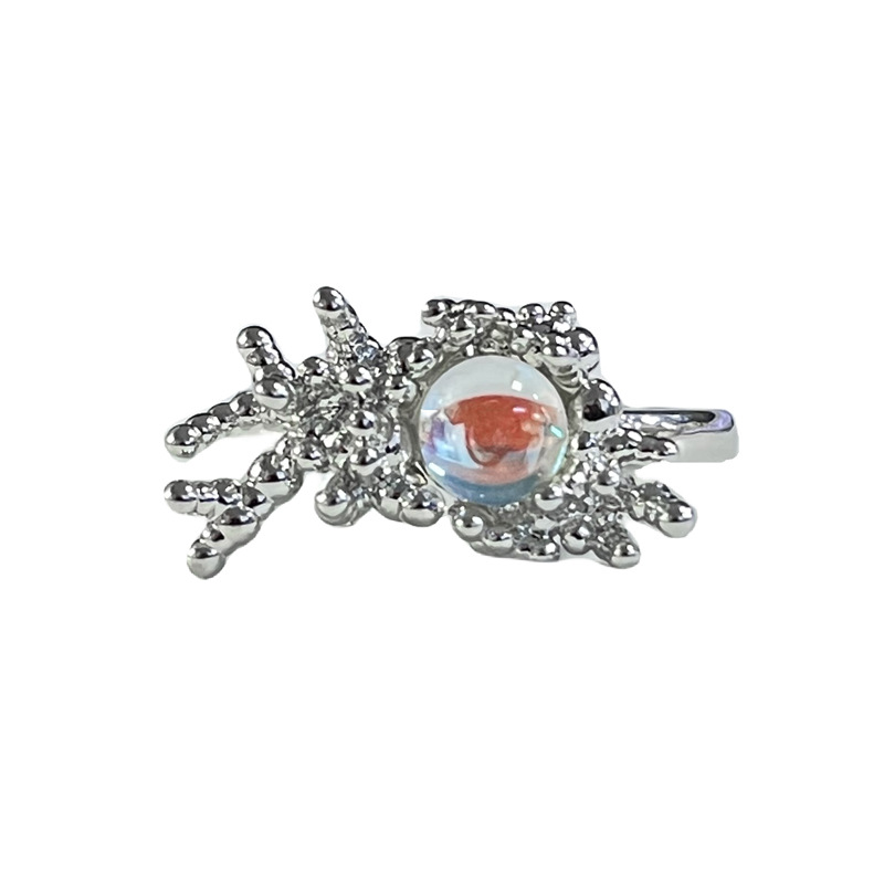 A simple, fashionable and individualistic moonstone cold style open ring for women, an ins light luxury and high-end style ring Item Picture