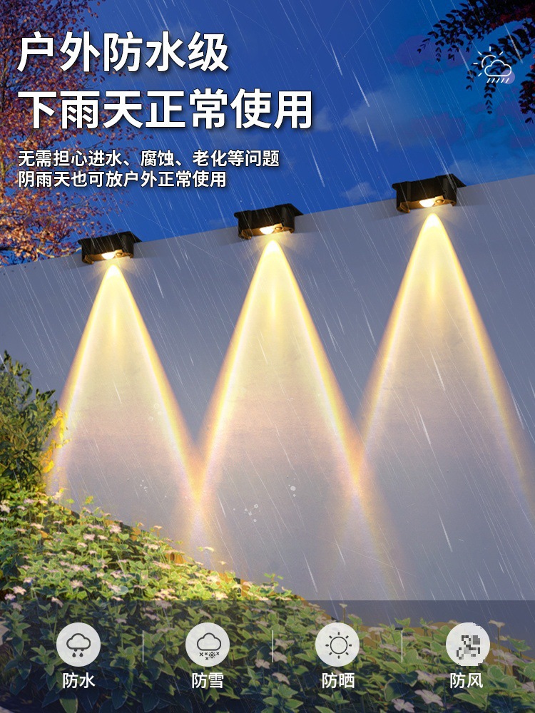 Solar lamps, outdoor lamps, waterproof wall-washing lamps, courtyard fence wall lamps, outdoor lamps for homestays, villas and gardens, a wide variety of decorations Application Scenario