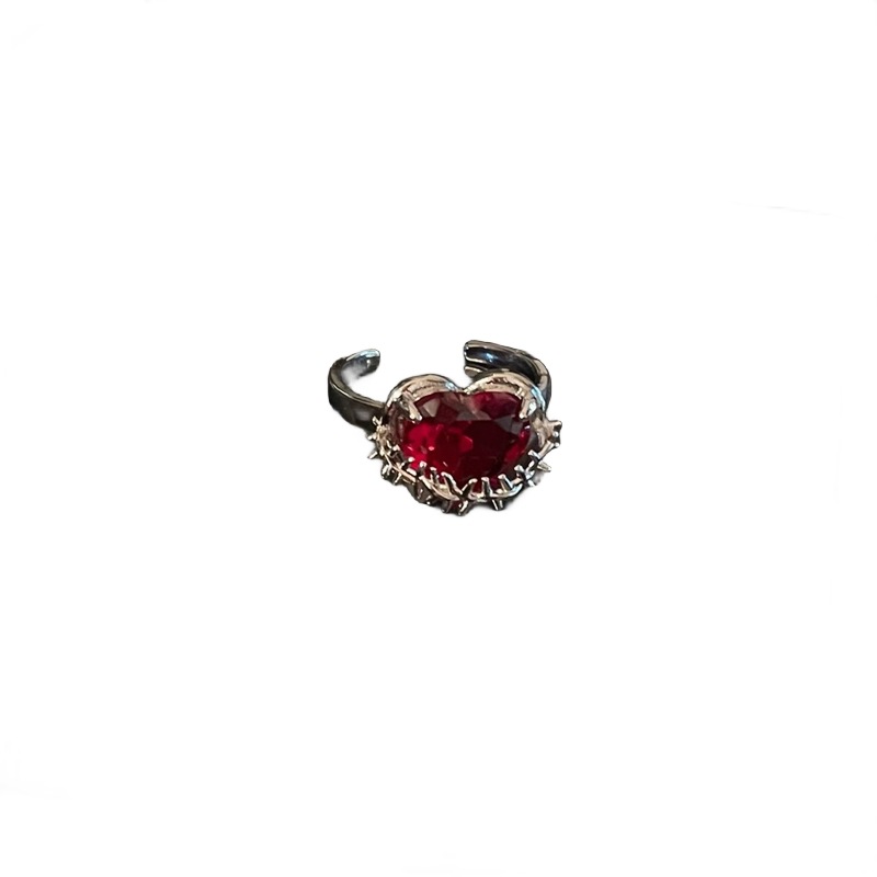 Red high-end ring, versatile for women on Instagram, cold ring, couple's niche design, fashionable index finger ring Item Picture