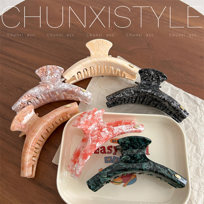 yd Acetate hairpin for women, large size, high-end look, shark hairpin, thick hair, back of the head hairpin, starry color series hairpin Specification drawing