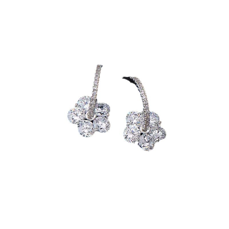 Elegant and refined zircon stud earrings for women, pure silver high-end earrings, new trendy earrings for women in 2025 Item Picture