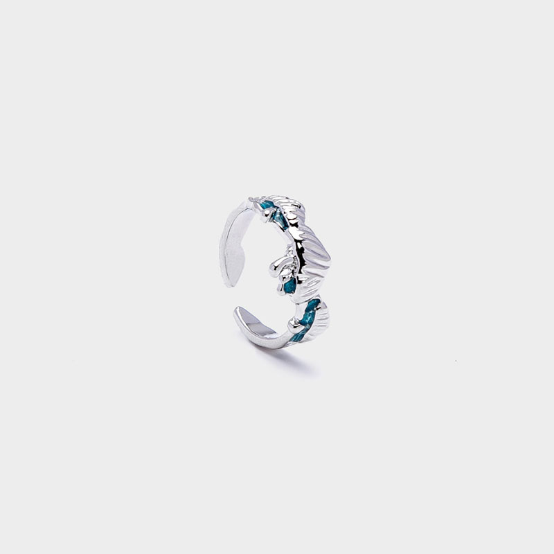 Irregular-textured blue drip glaze open ring for women's ins, a niche, light luxury, trendy and high-end personalized ring Item Picture