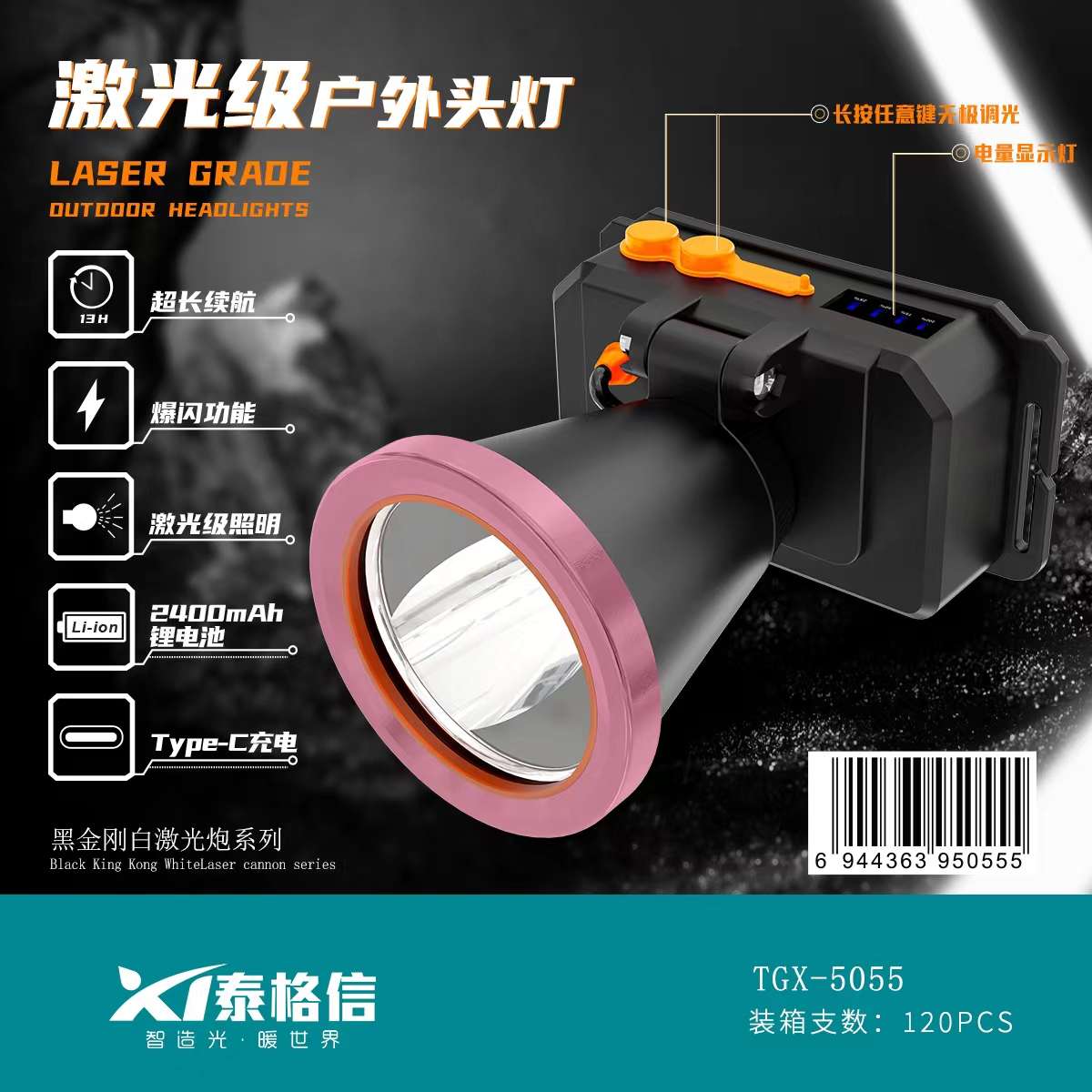 Tegxin Outdoor Mountain Camping lithium Battery rechargeable headlamp TGX-5055 Outdoor rechargeable headlamp