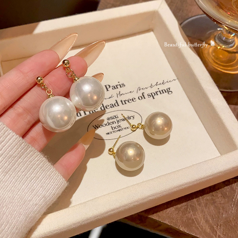 French light luxury large pearl earrings, elegant and sophisticated for women, earrings, 2025 new style popular earrings wholesale Specification drawing