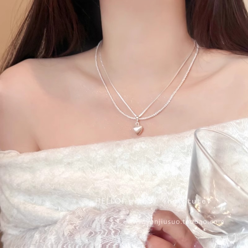 Sparkling heart-shaped pendant necklace for women, a high-end, light luxury, niche and exquisite necklace, versatile and elegant collarbone chain full figure