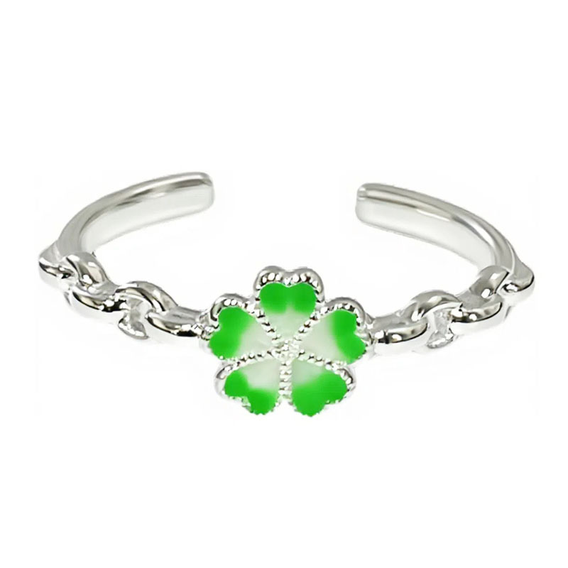 This forest-themed, fresh green gradient flower fashionable open ring is a simple and versatile index finger ring with a cold and elegant style for women Item Picture