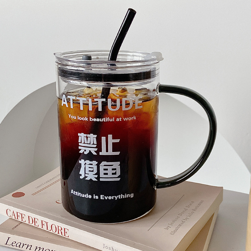 1000ml glass water cup with handle, straw cup, office super-large capacity drinking cup, high-temperature resistant, popular online cup Application Scenario