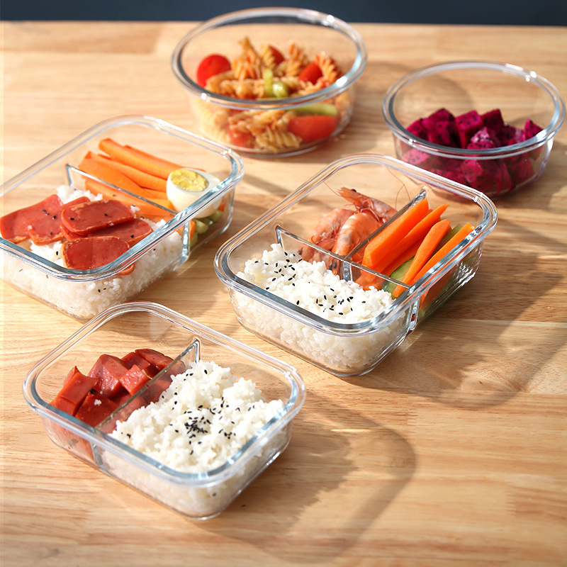 Jingjia high borosilicate glass lunch box, three-compartment sealed box, heat-resistant and fresh-keeping bowl, lunch box wholesale promotion details Picture