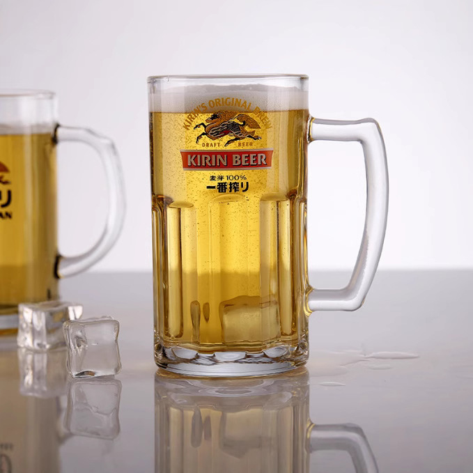 Glass cups, beer mugs, draft beer cups, milk cups, heat-resistant milk tea brewing cups, LOGO printing full figure