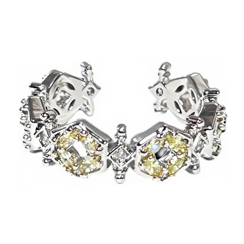 The 2025 new light luxury colored gemstone series sweet and cool flower style open ring is a delicate, versatile and fashionable index finger ring for women Item Picture