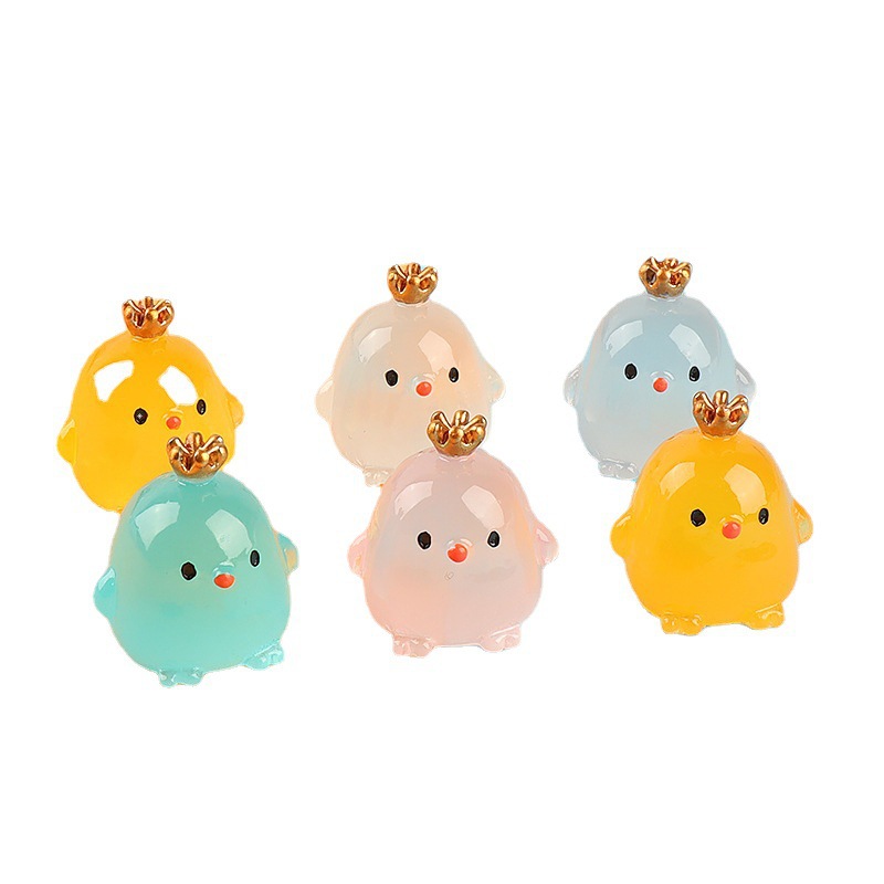 Creative resin accessories, night shiny surface, yellow comb chicken cream glue, DIY accessories, phone cases, cartoon cute little ornaments Item Picture