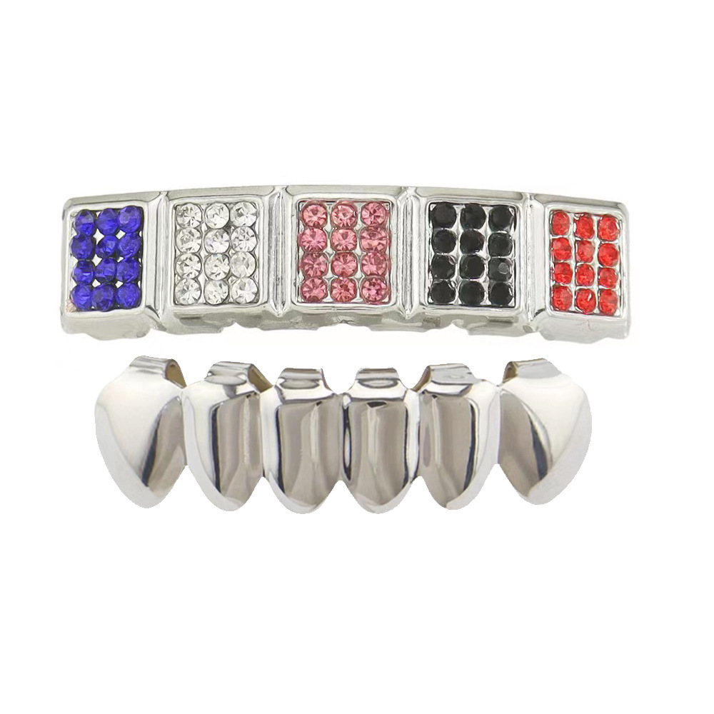 New jewelry from Europe and America is selling well. Hiphop decorative braces with silver plating and teeth grills full figure