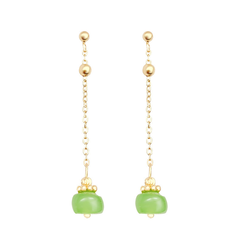 S925 Silver needle Light Luxury Niche long tassel chalcedony earrings, a versatile and elegant earring accessory for women, the same style as a popular online celebrity Item Picture