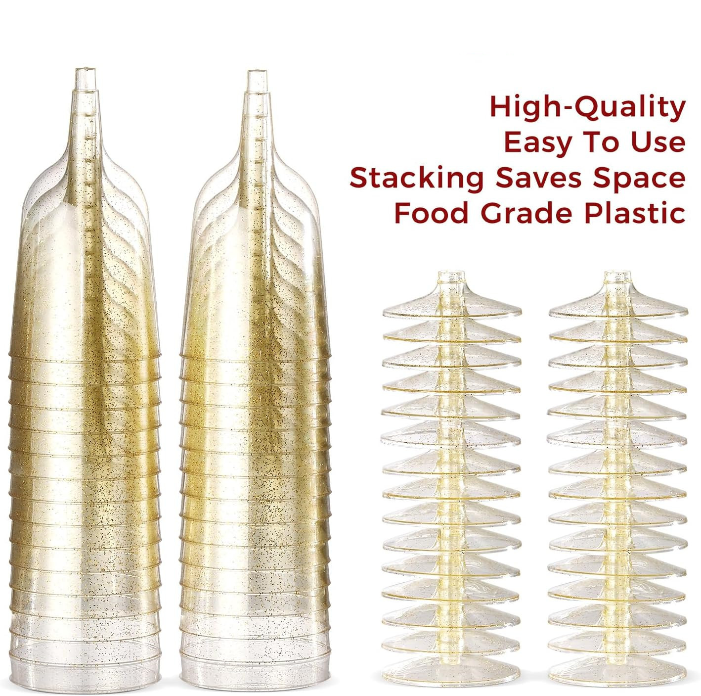 Wholesale of cross-border disposable red wine glasses, wedding party highball glasses, dessert cocktail glasses, plastic gold powder champagne glasses Application Scenario