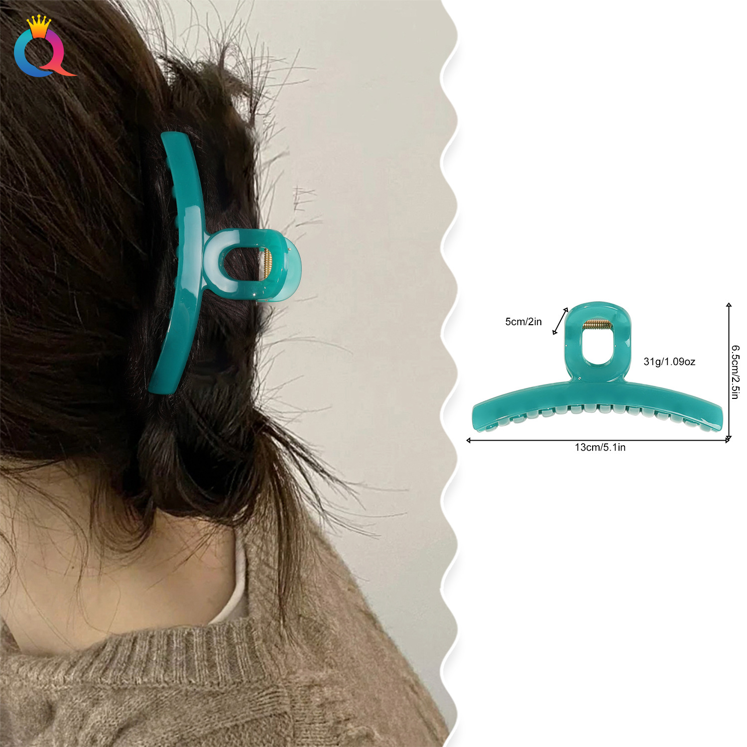 Qiyue high-end large-sized grappling clips, feminine back head hair clips, shark clips, high-end hair clips and hair accessories wholesale Application Scenario