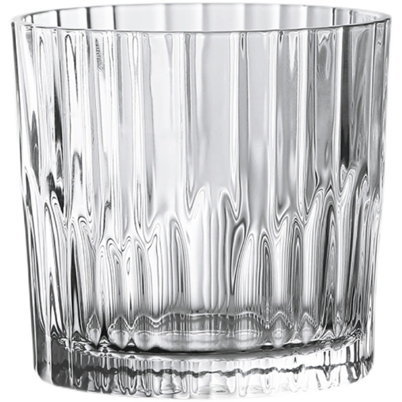 Household vintage vertical striped glass water cups, beverage juice and milk cups, Australian white cups, American latte cups, coffee cups Item Picture