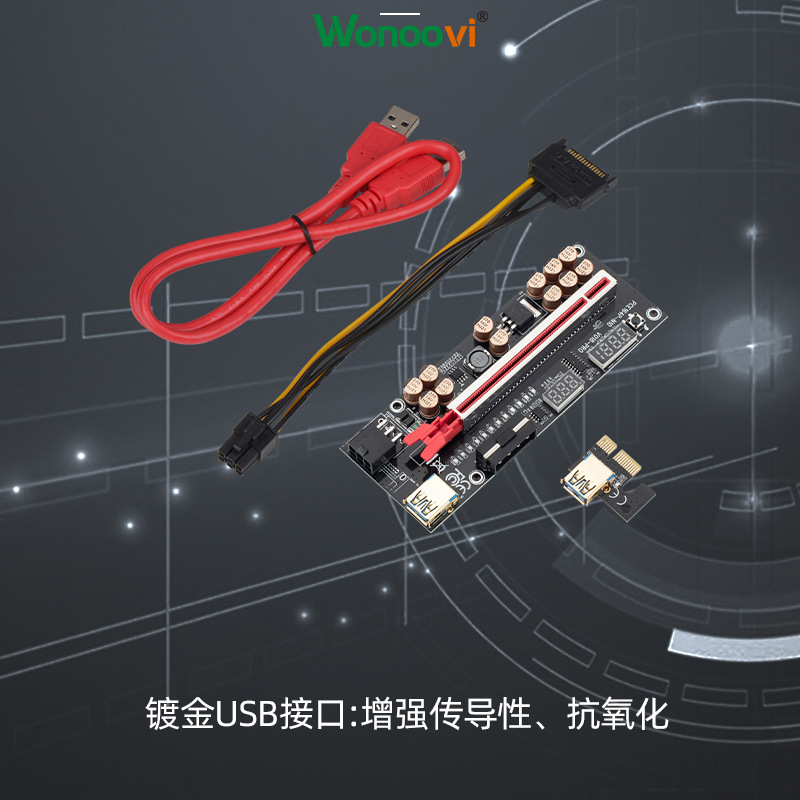 PCIE graphics card extension cable V018PRO voltage display USB3.0 temperature control PCI-E adapter cable 1X to 16X Application Scenario
