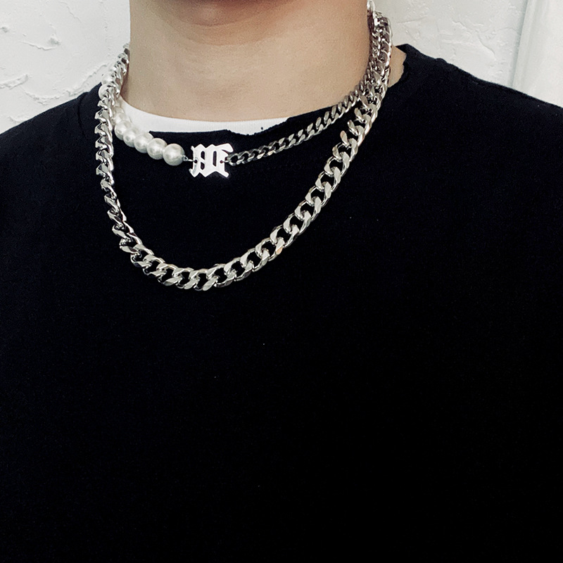 European and American Cuban chain necklaces for men and women, Instagram hip-hop exaggerated titanium steel, no color fading, high street rough style accessories details Picture