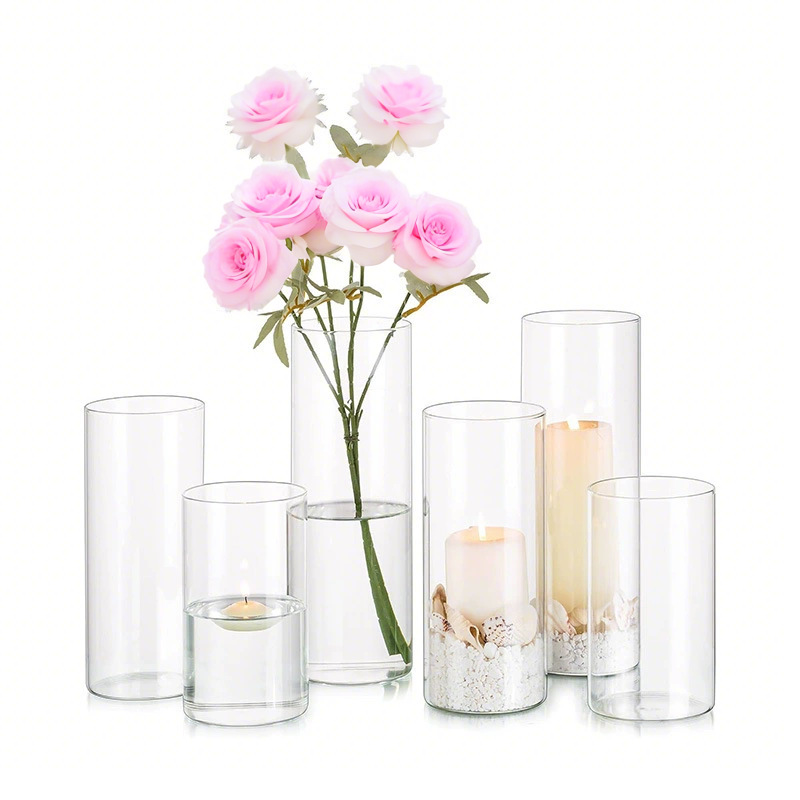 Candle cups, glass vases, transparent home hydroponic glassware, wedding atmosphere decoration, candle windproof empty cups full figure