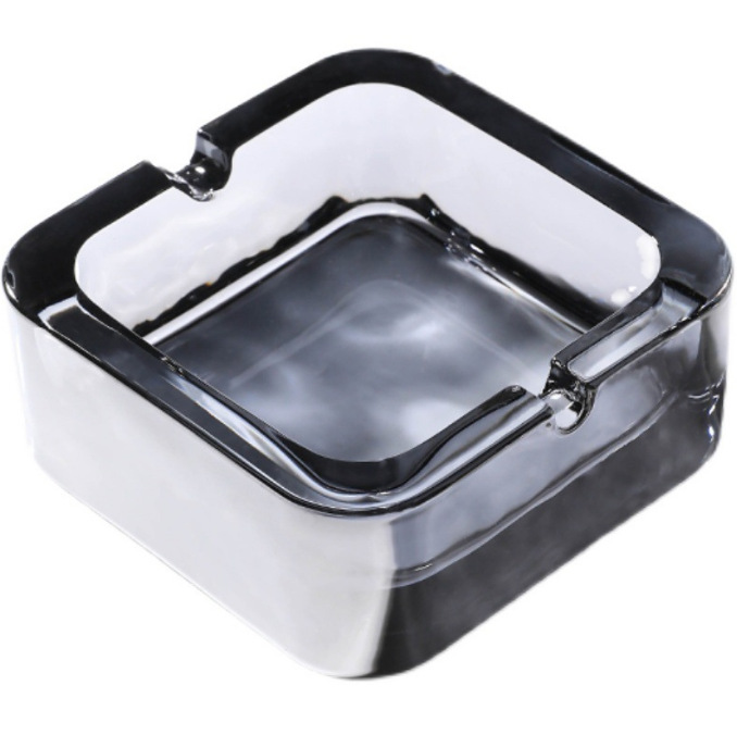 A small, exquisite and fashionable square ashtray made of crystal glass for home use, a light luxury living room, a creative hotel, and a high-end ashtray Item Picture