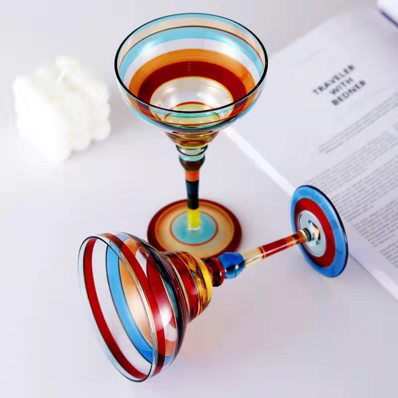 Painted Margaret wine glass, crystal glass, hand-painted cocktail glass, Ellie's tall glass, red wine glass details Picture