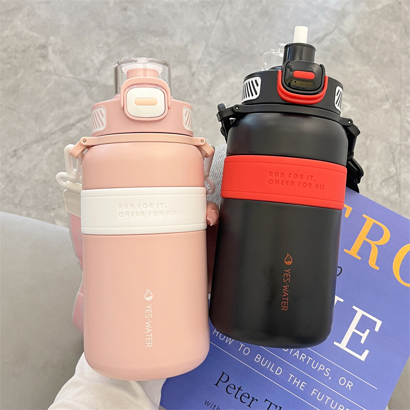 Outdoor 316 food-grade large-belted insulated cups, large-capacity sports water bottles for boys and girls with straws, wholesale in stock Specification drawing