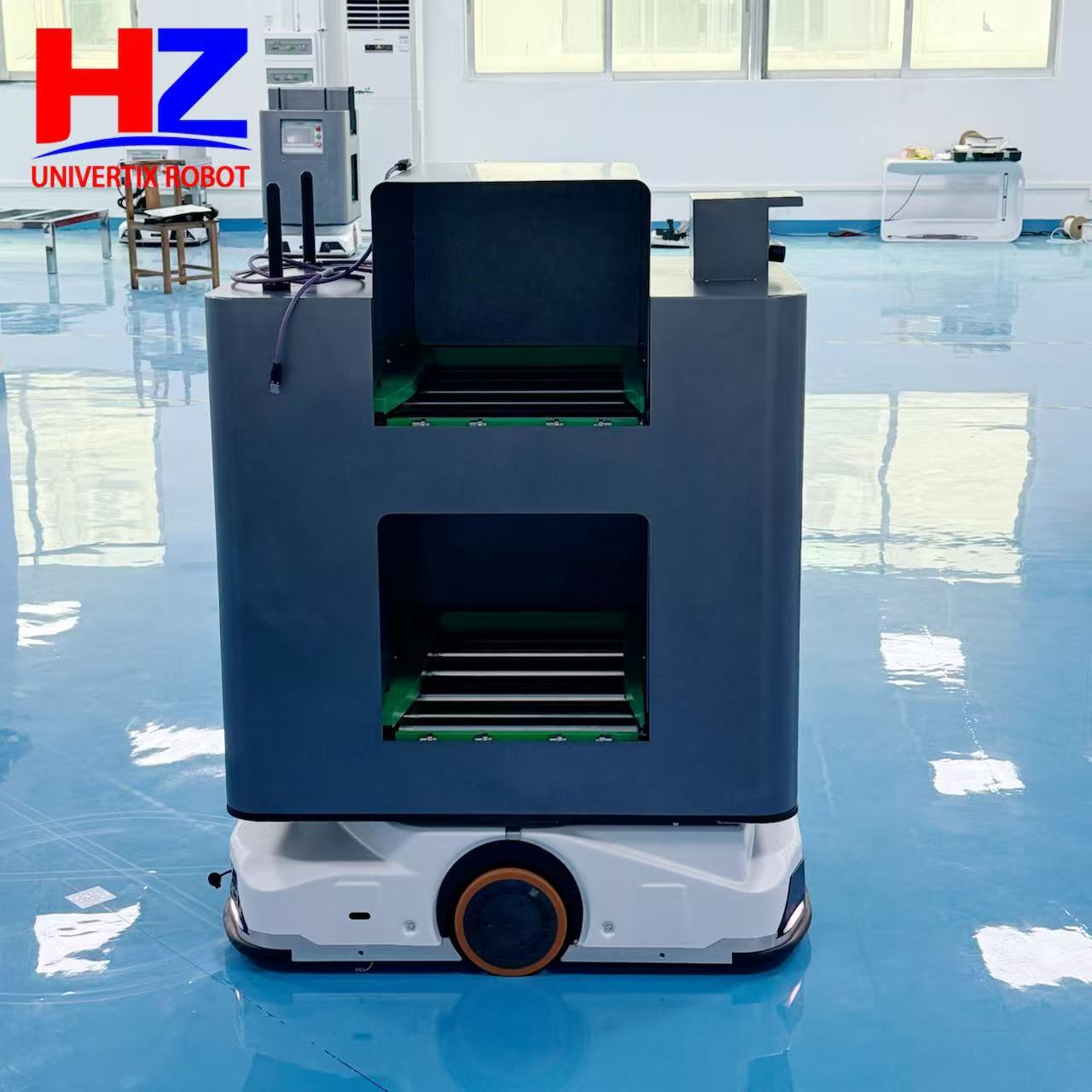 agv trolley intelligent material handling robot, high-precision positioning intelligent warehousing and logistics double-layer drum AGV trolley details Picture