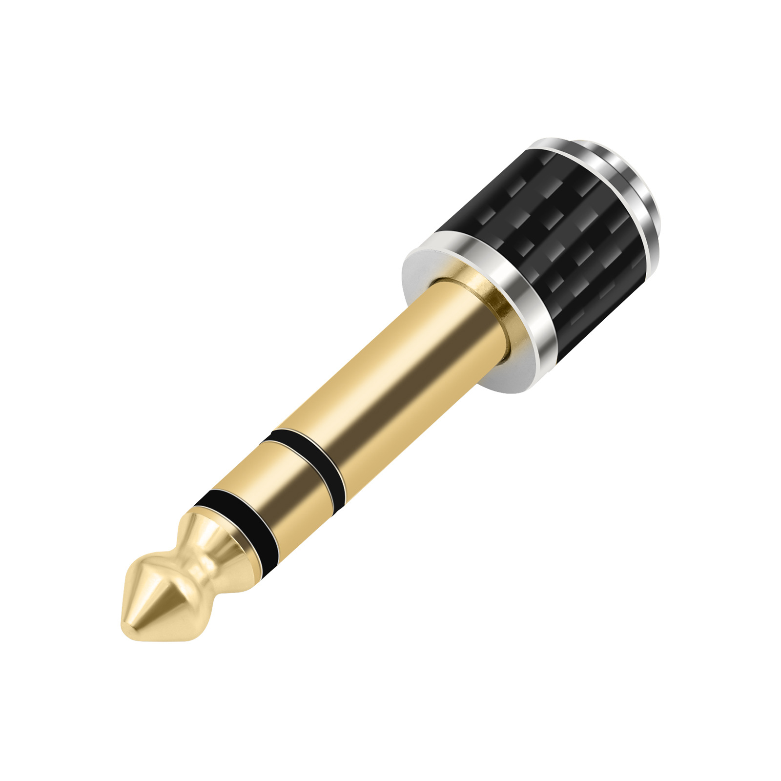 New carbon fiber pattern gold-plated head 6.35mm revolution 3.5mm female adapter 1/4 revolution 1/8 female adapter Item Picture