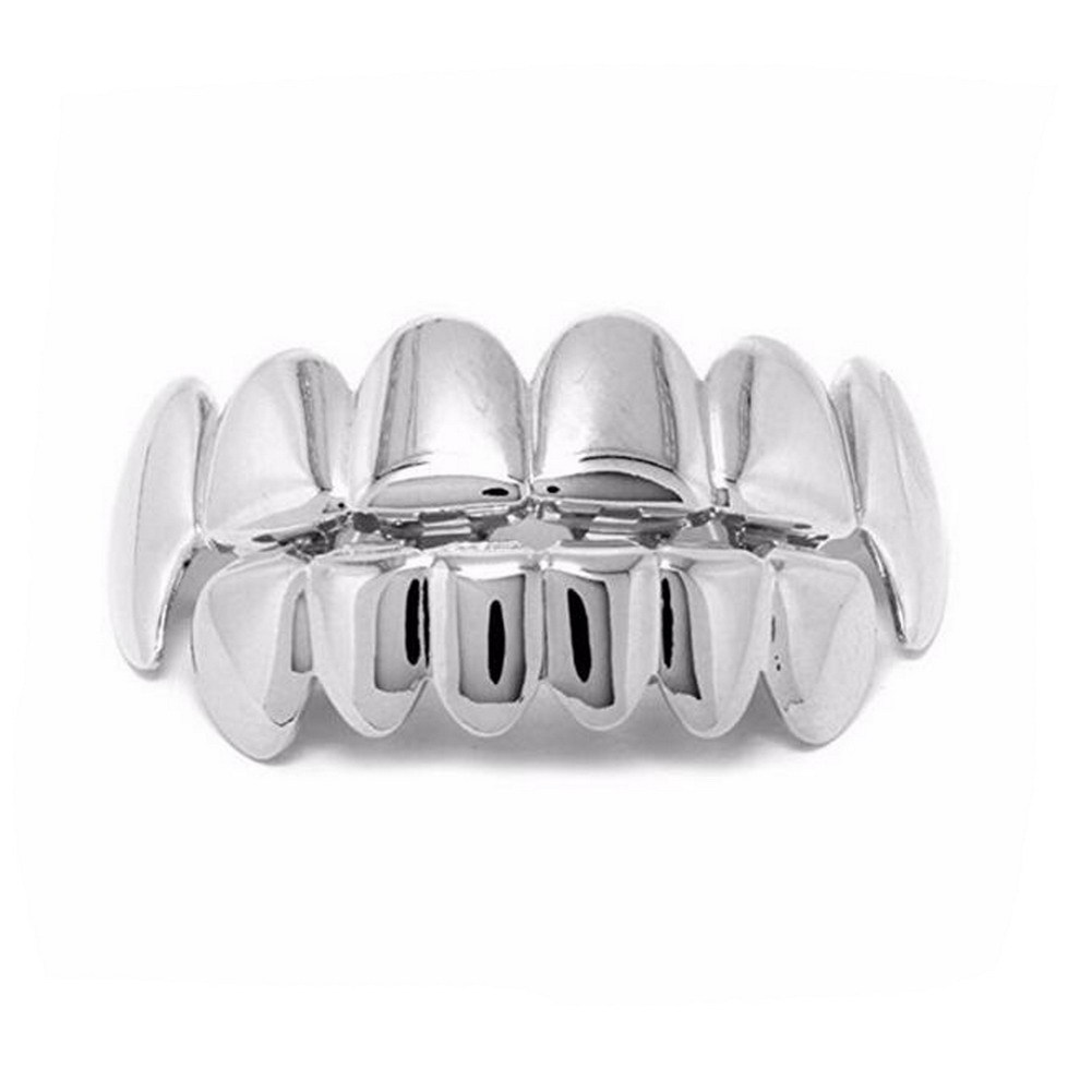 Cross-border European and American bestseller HIPHOP dental braces, sharp teeth TeethGrillz, real gold electroplated dental braces full figure