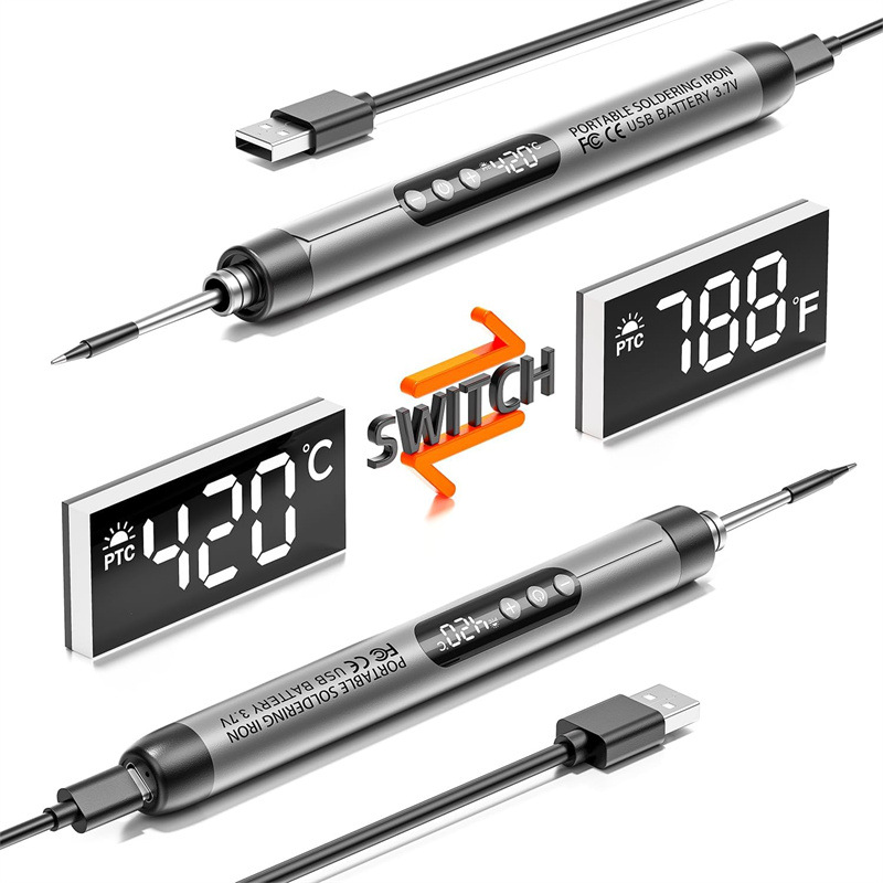 Mini digital display USB charging soldering iron portable wireless home appliance repair DIY toolkit, soldering smoke code set Specification drawing