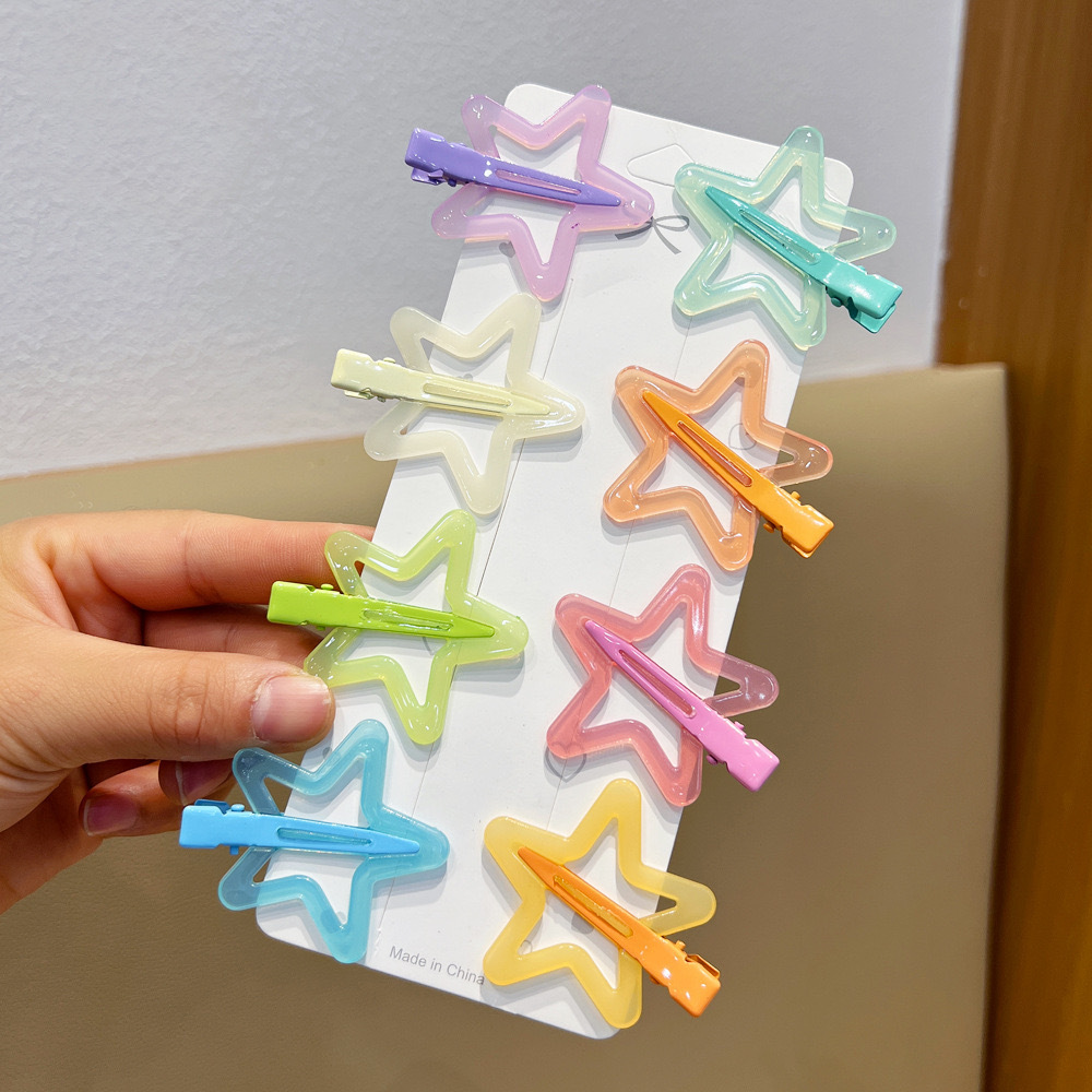 Sweet girl star hair clips, jelly, colorful and versatile hair accessories, headwear, side bangs clips, children's hair clips wholesale details Picture