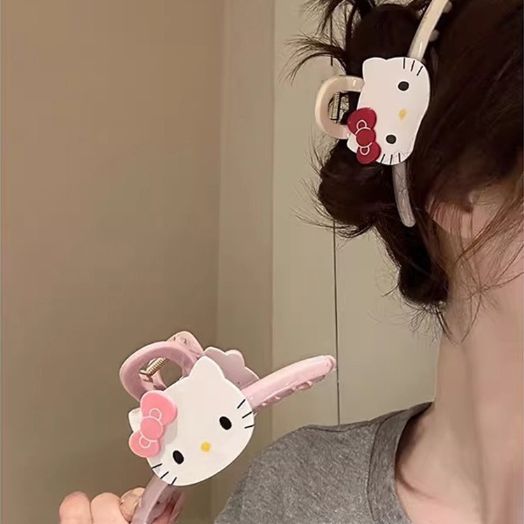 Sweet and girlish silver tk cat hairpin, cute glitter shark clip, HelloKitty cartoon scratch-off new style details Picture