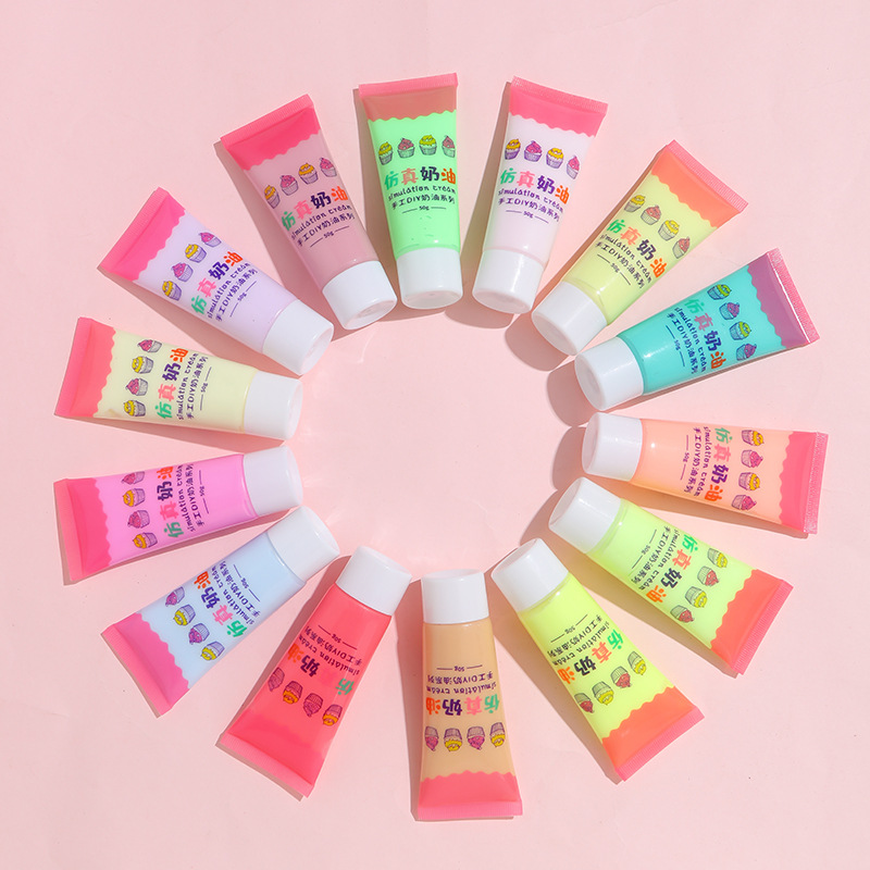 43-color simulated cream glue 50g anti-freezing diy handmade accessory material pack, children's blind box material pack details Picture