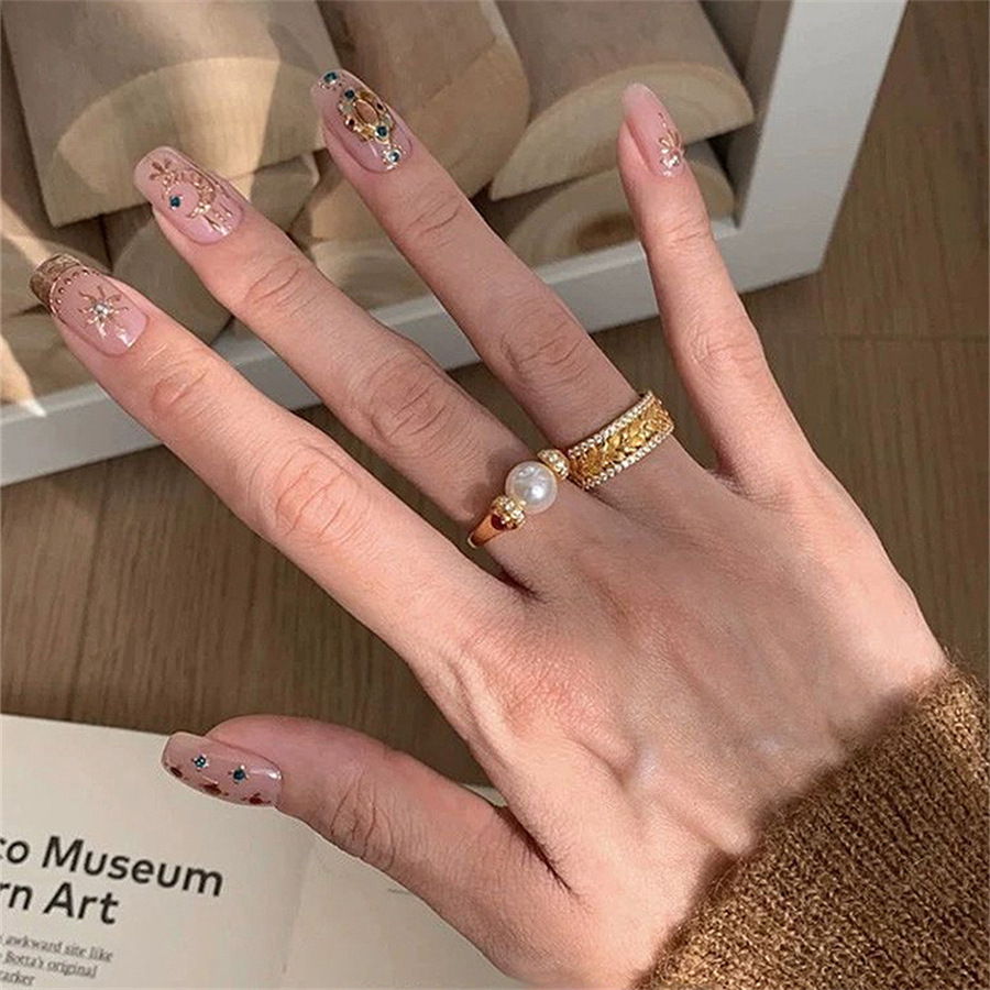 vintage zircon woven wheat ear carved brushed ring, a women's niche, light luxury and high-end open ring Item Picture