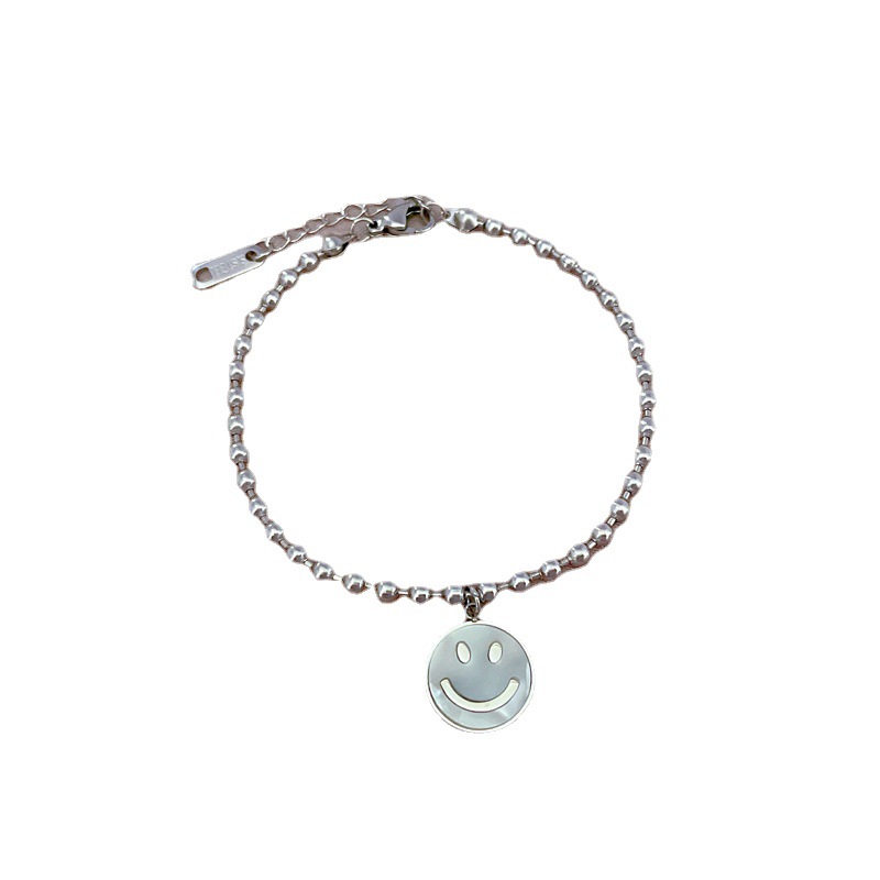 【 All-titanium Steel 】 Dongdaemun Personalized Round plate Smiling Face mother-of-pearl bracelet, a retro best friend of a female Internet celebrity Item Picture