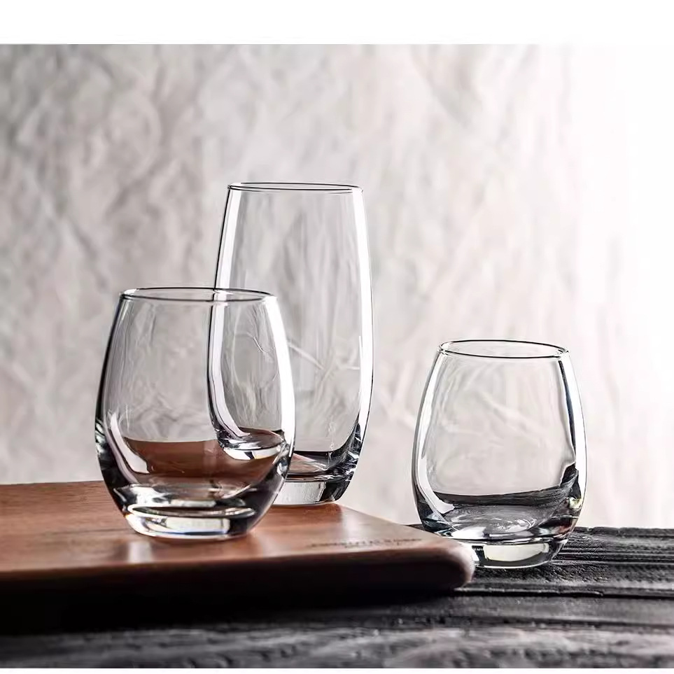 Simple glass cups, Western restaurant water cups, heat-resistant egg-shaped cups, beverage juice cups, bar beer mugs, cocktail cups Application Scenario