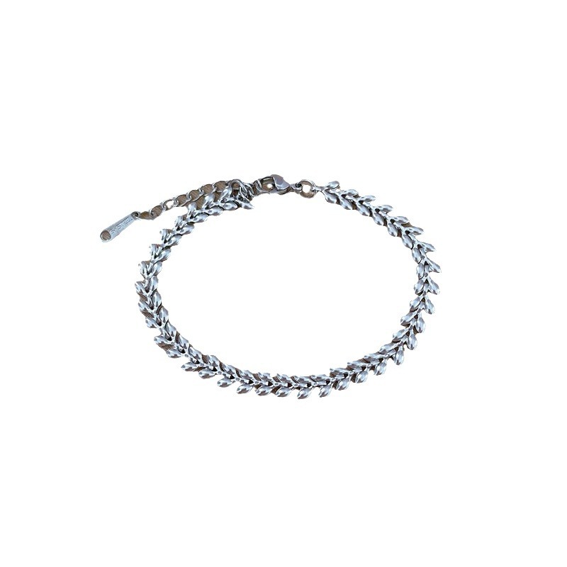 【 All-titanium Steel 】 Dongdaemun minimalist style wheat ear personalized chain bracelet, retro best friend of a female Internet celebrity Item Picture