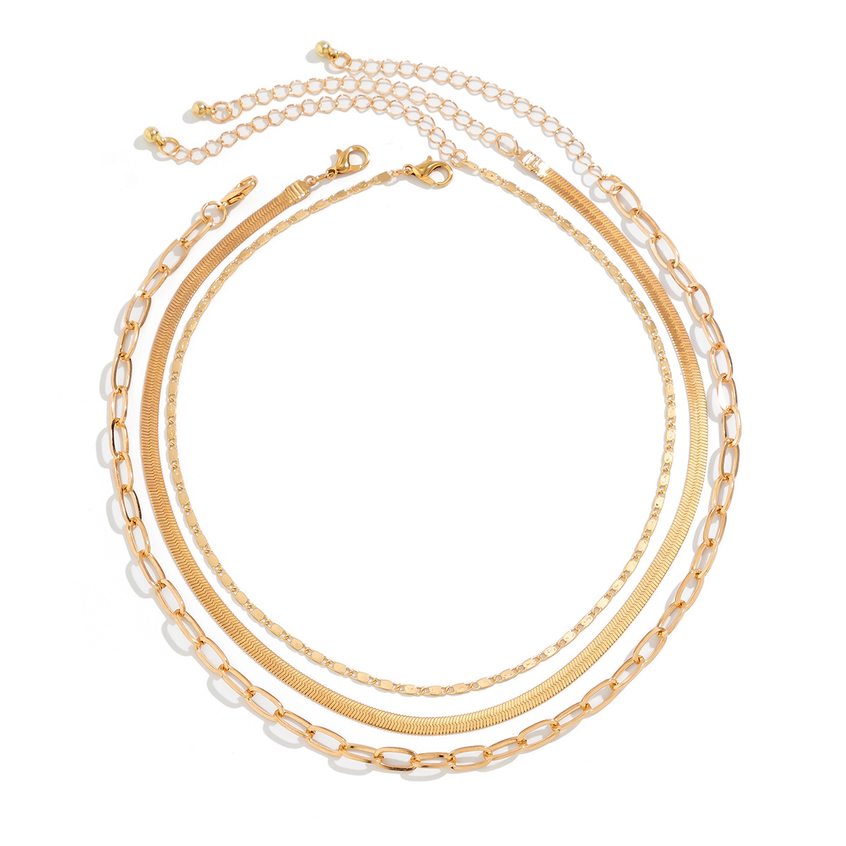 European and American cross-border snake-bone chain contrasting color ins necklace necklace women 's versatile diamond-encrusted multi-layered heart-shaped necklace Item Picture