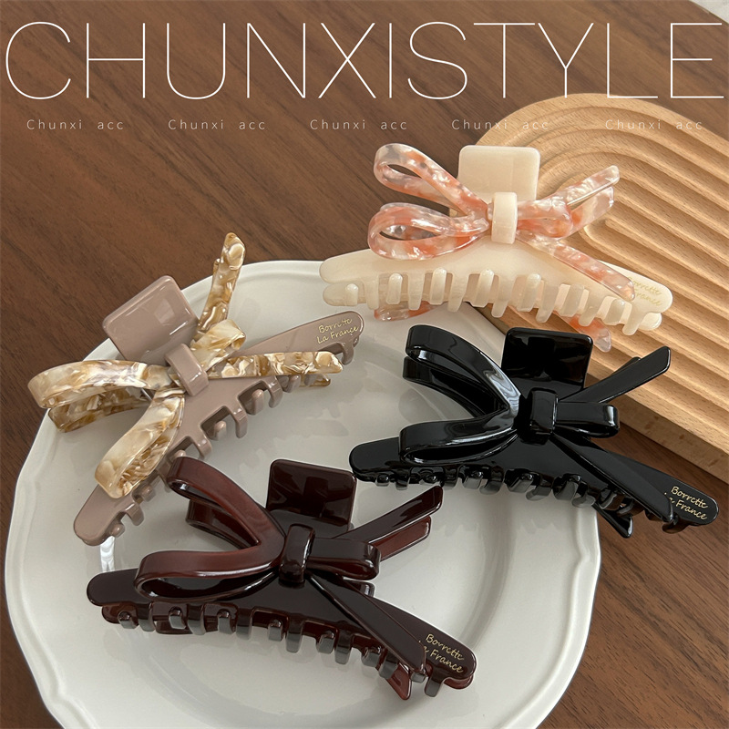 Hold on tight! Niche, non-identical, high-quality acetate bow, shark clip at the back of the head, grab clip, hair clip, hairpin full figure