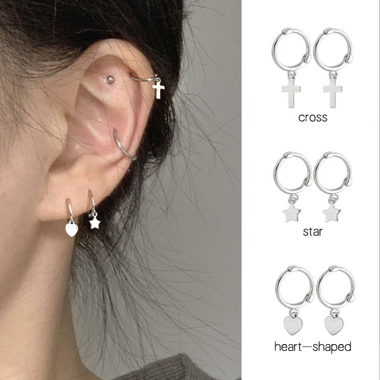 Sweet and cool ~ The five-pointed star ear buckles are simple and elegant, versatile, and the cross ear buckles are fashionable and high-end. Trendy earrings full figure