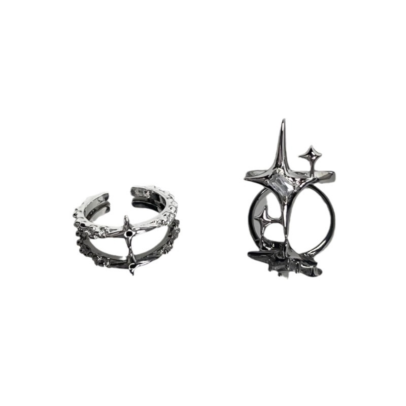 Irregular-textured starburst ring, a niche design for women's joint ring, a high-end index finger ring, and an ins cold style ring Item Picture