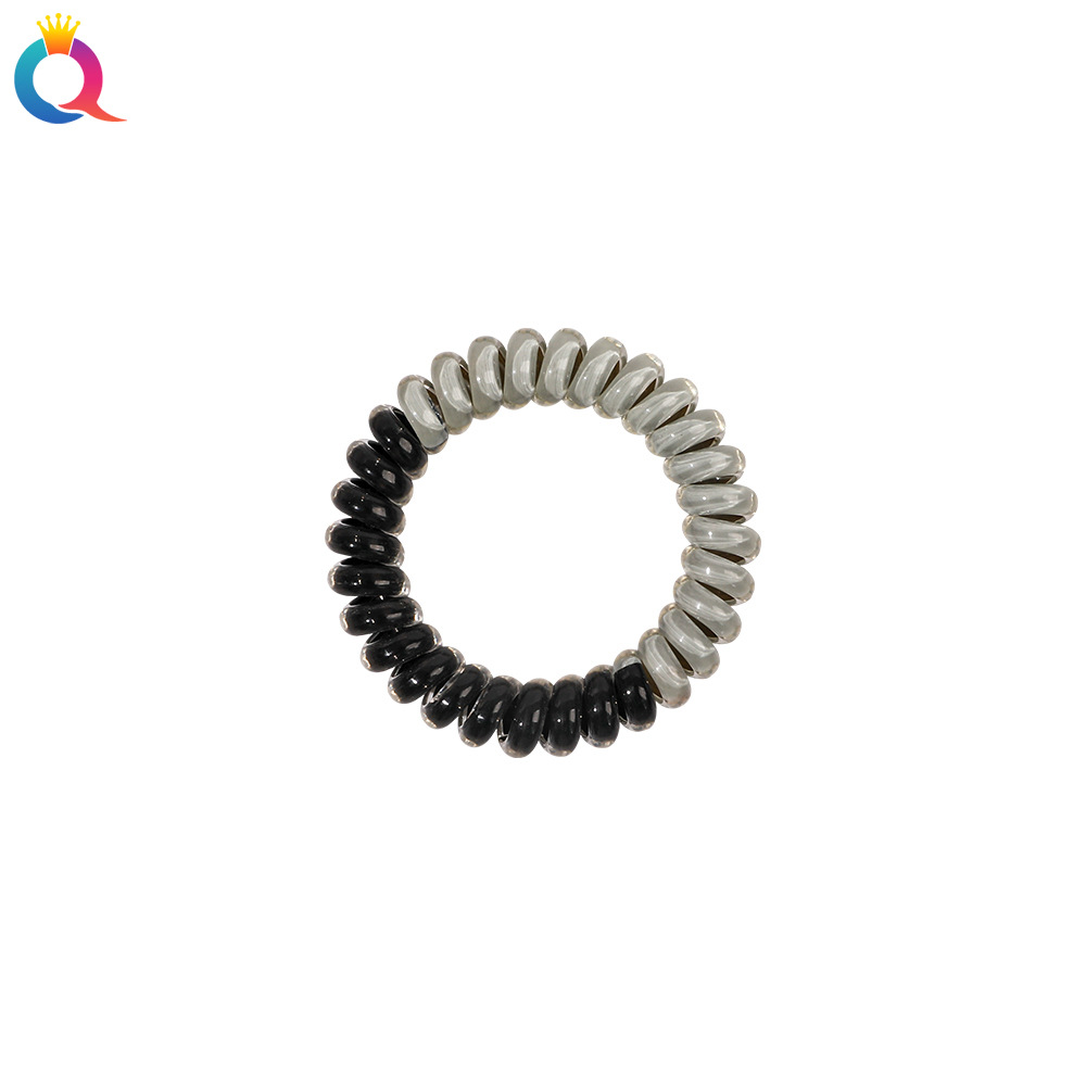 Qiyue Cross-border Amazon jelly-colored telephone line hair tie, color-matching hair tie, high-elasticity sweet hair tie wholesale Item Picture