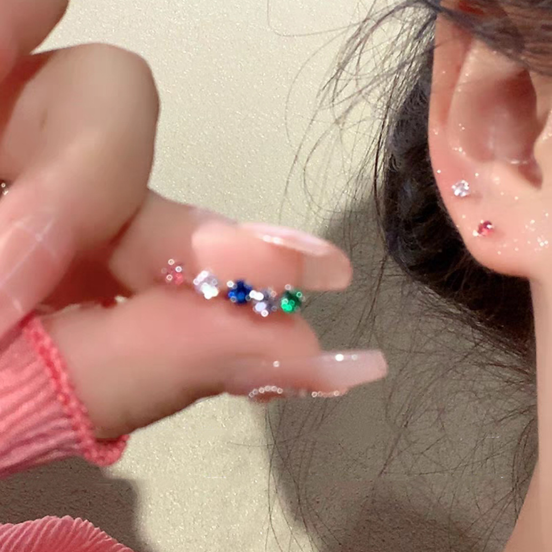 Colorful Zircon stud earrings, Women's Super Sparkling Dopamine 925 earrings, 2025 new bestseller, light luxury and high-end style earrings details Picture