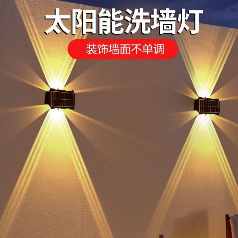 The new solar-powered wall-washing lamp is a landscape decoration for villas, balconies, gardens, fences, and outdoor wall lamps details Picture
